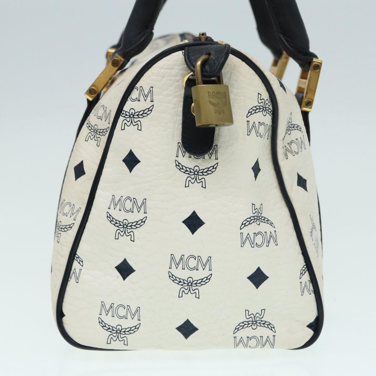 MCM Visetos White Leather Handbag (Pre-Owned)