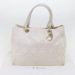 Dior Lady Dior White Canvas Handbag (Pre-Owned)