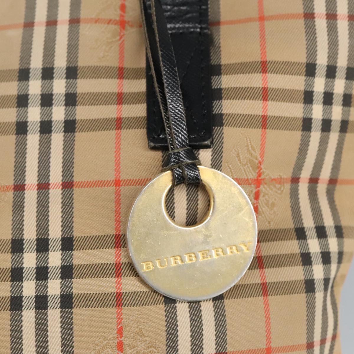 Burberry Nova Check Beige Canvas Shoulder Bag (Pre-Owned)