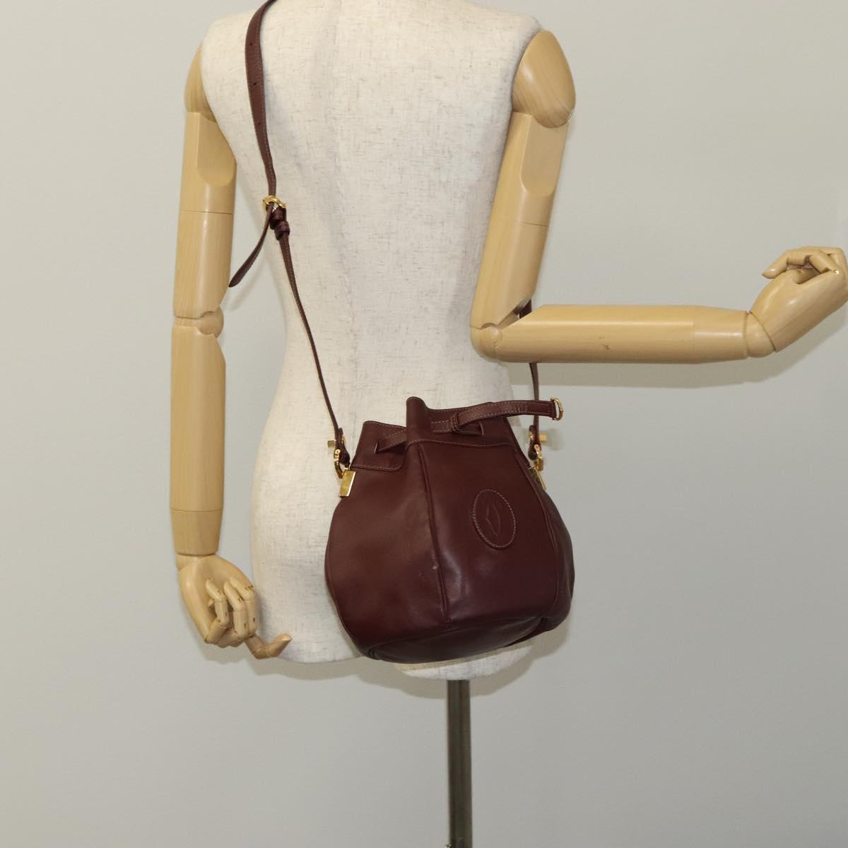 Cartier Must De Cartier Burgundy Leather Shoulder Bag (Pre-Owned)