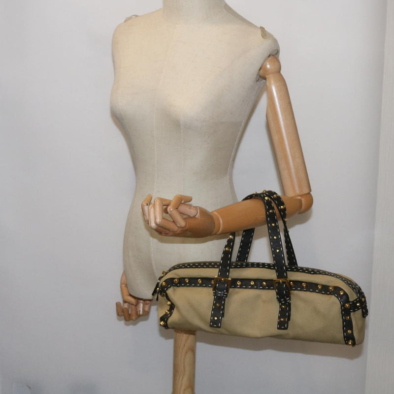 Fendi Selleria Beige Canvas Handbag (Pre-Owned)
