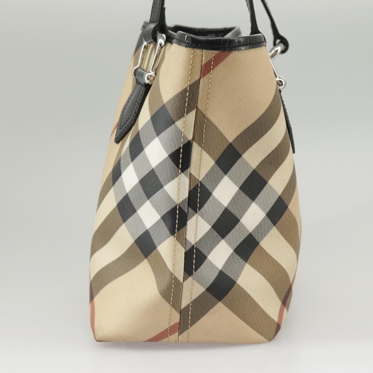 Burberry Nova Check Beige Canvas Handbag (Pre-Owned)