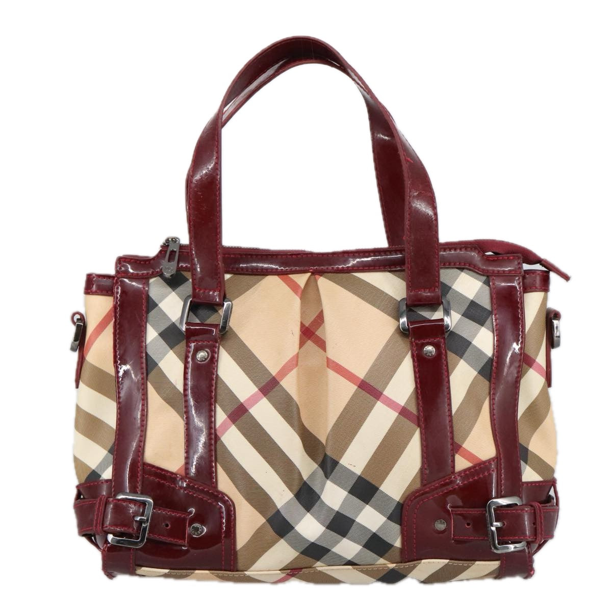 Burberry Nova Check Beige Canvas Handbag (Pre-Owned)