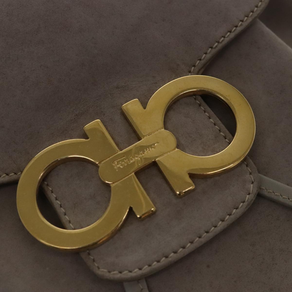 Salvatore Ferragamo Gancini Beige Suede Backpack Bag (Pre-Owned)