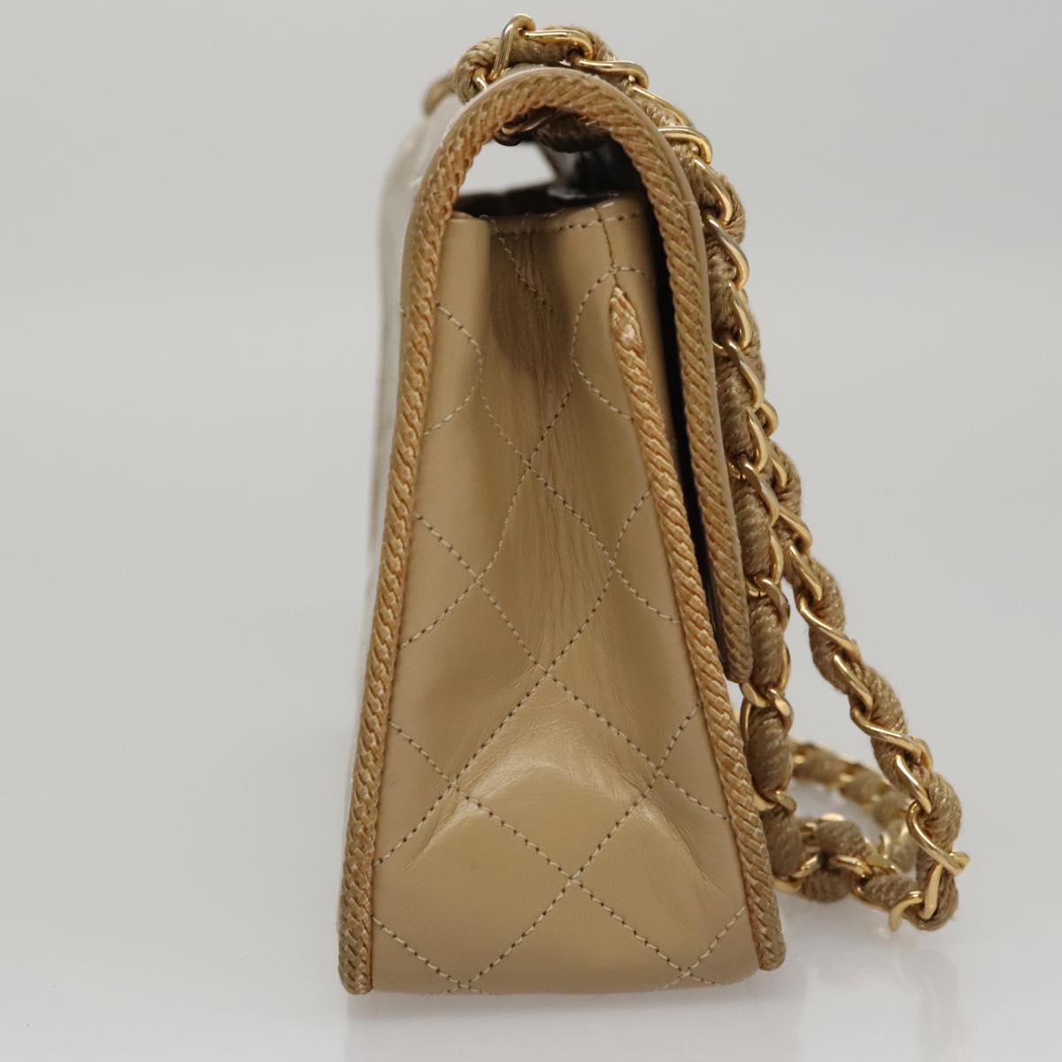 Chanel Single Flap Beige Calfskin Shoulder Bag (Pre-Owned)