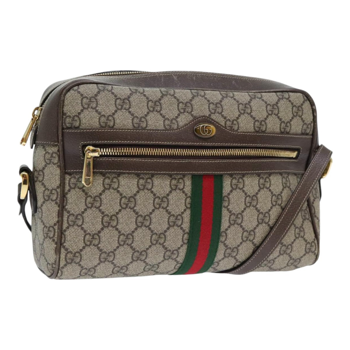 Gucci Ophidia Beige Canvas Shoulder Bag (Pre-Owned)