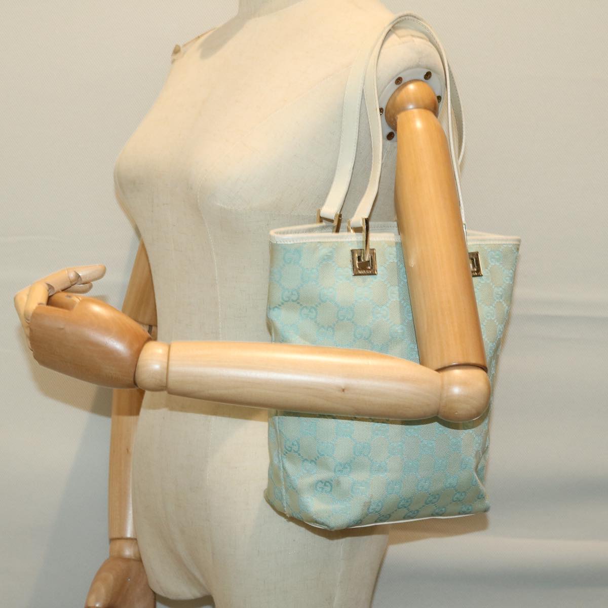 Gucci Gg Canvas Blue Canvas Handbag (Pre-Owned)