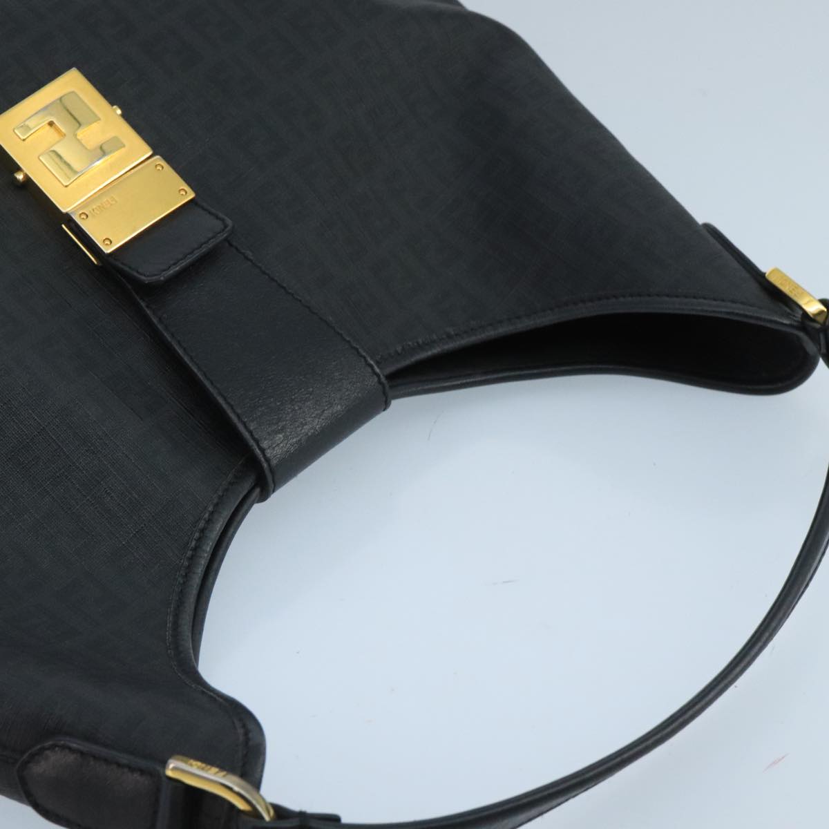 Fendi Zucchino Black Canvas Shoulder Bag (Pre-Owned)
