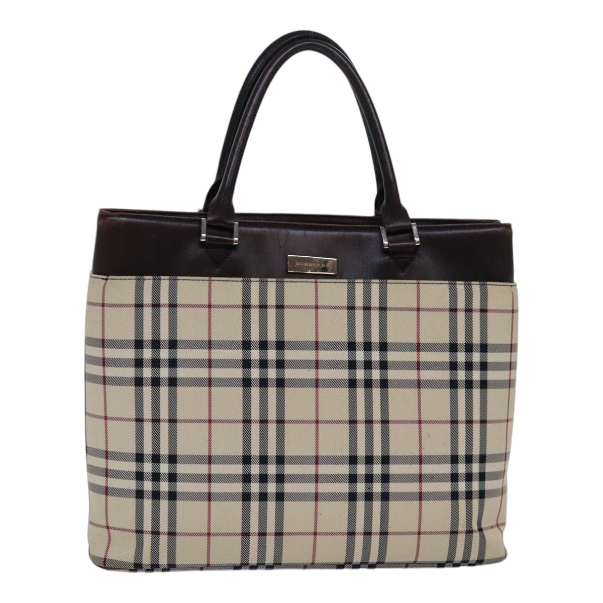 Burberry Nova Check Beige Synthetic Handbag (Pre-Owned)