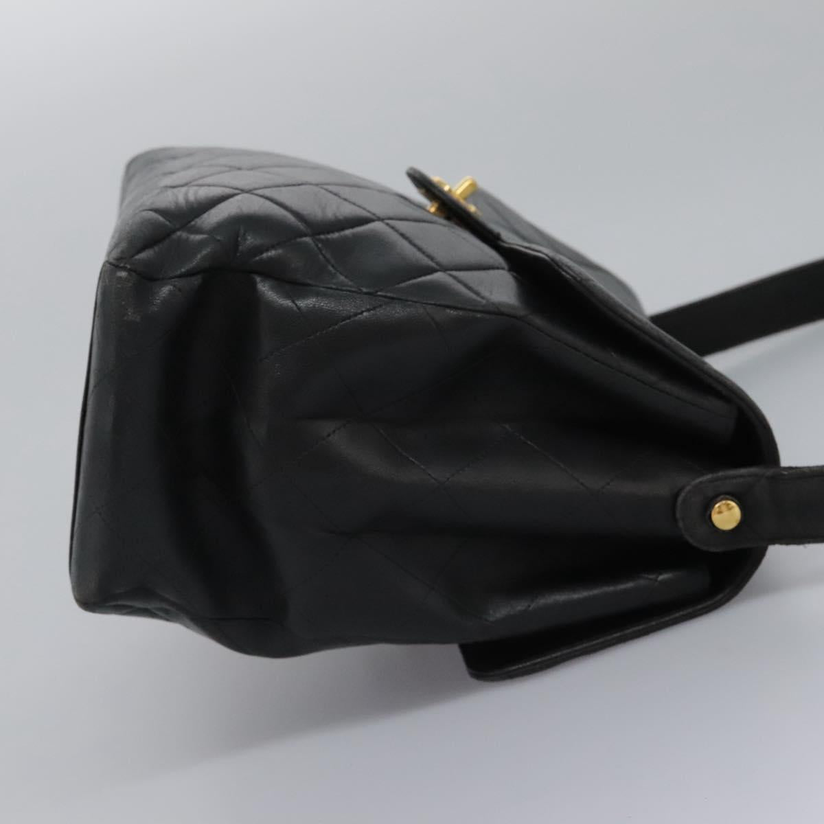 Chanel Classic Flap Black Leather Shoulder Bag (Pre-Owned)