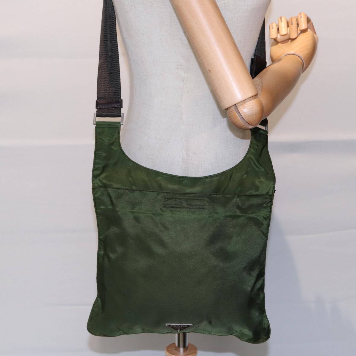 Prada Tessuto Khaki Synthetic Shoulder Bag (Pre-Owned)