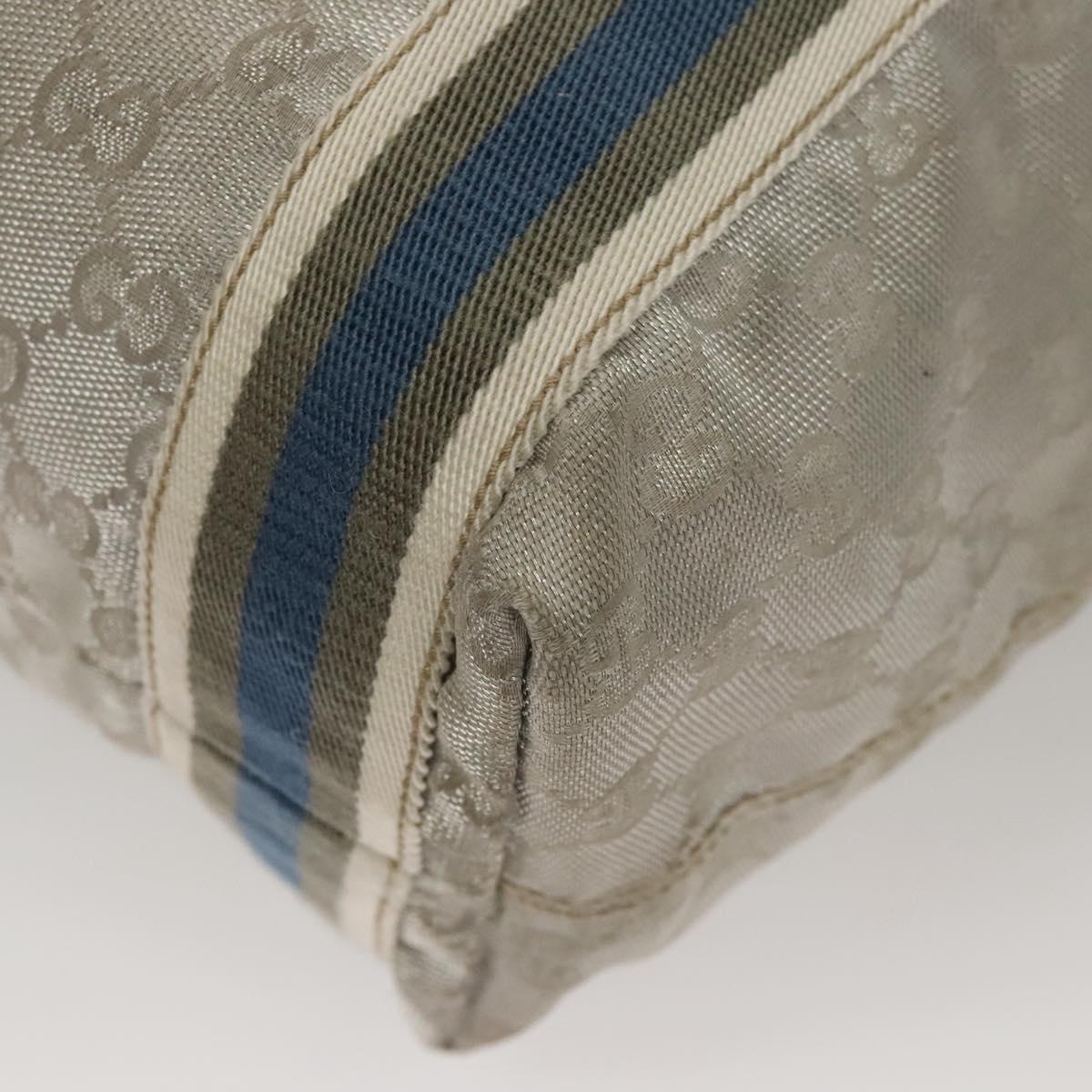 Gucci Sherry Silver Canvas Tote Bag (Pre-Owned)