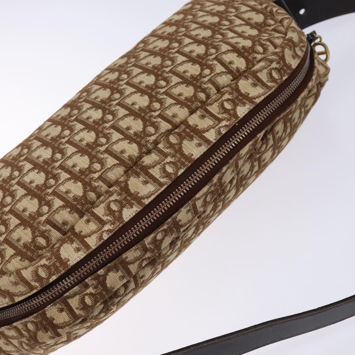 Dior Trotter Brown,Gold Canvas Shoulder Bag (Pre-Owned)