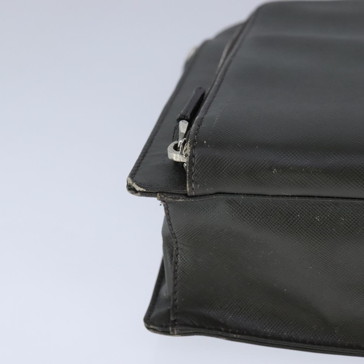 Prada Saffiano Black Leather Briefcase Bag (Pre-Owned)