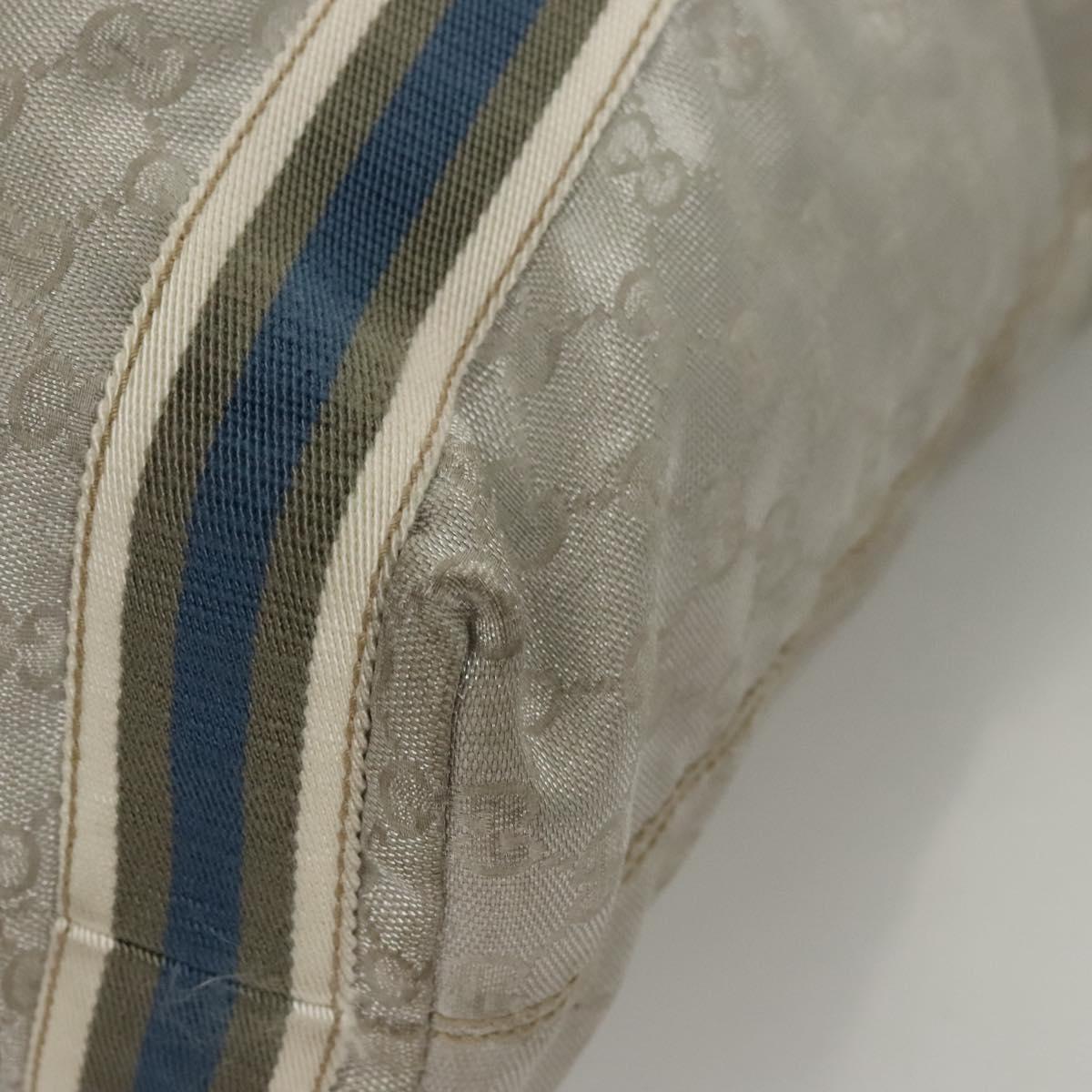 Gucci Sherry Silver Canvas Tote Bag (Pre-Owned)