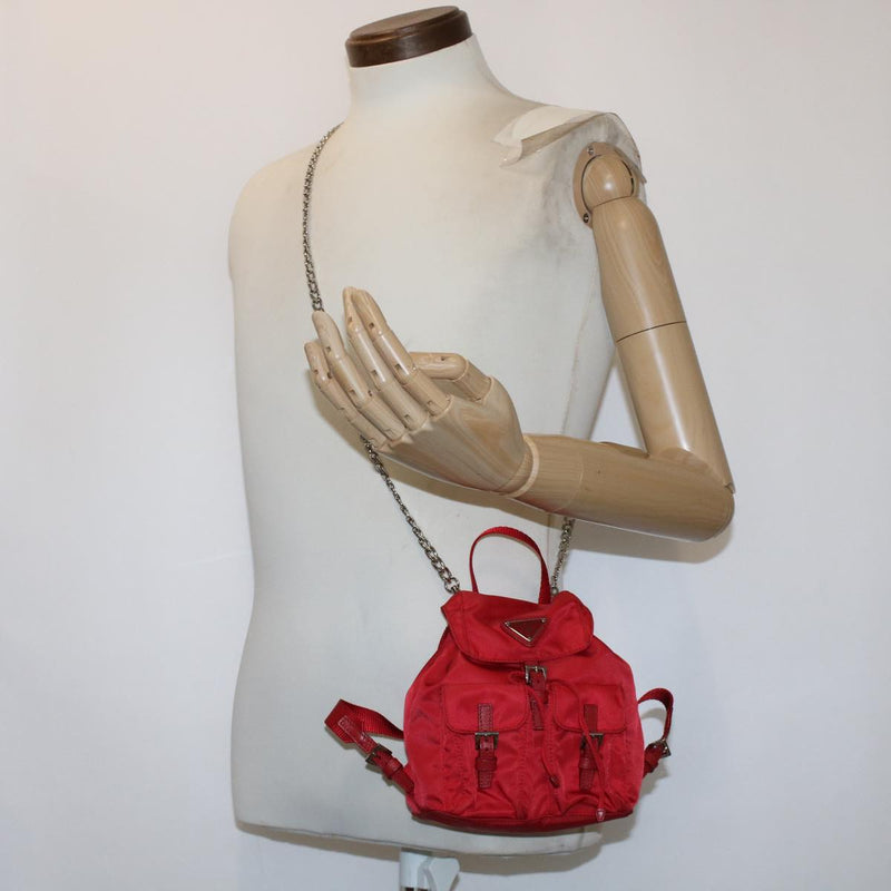 Prada Re-Nylon Red Synthetic Backpack Bag (Pre-Owned)