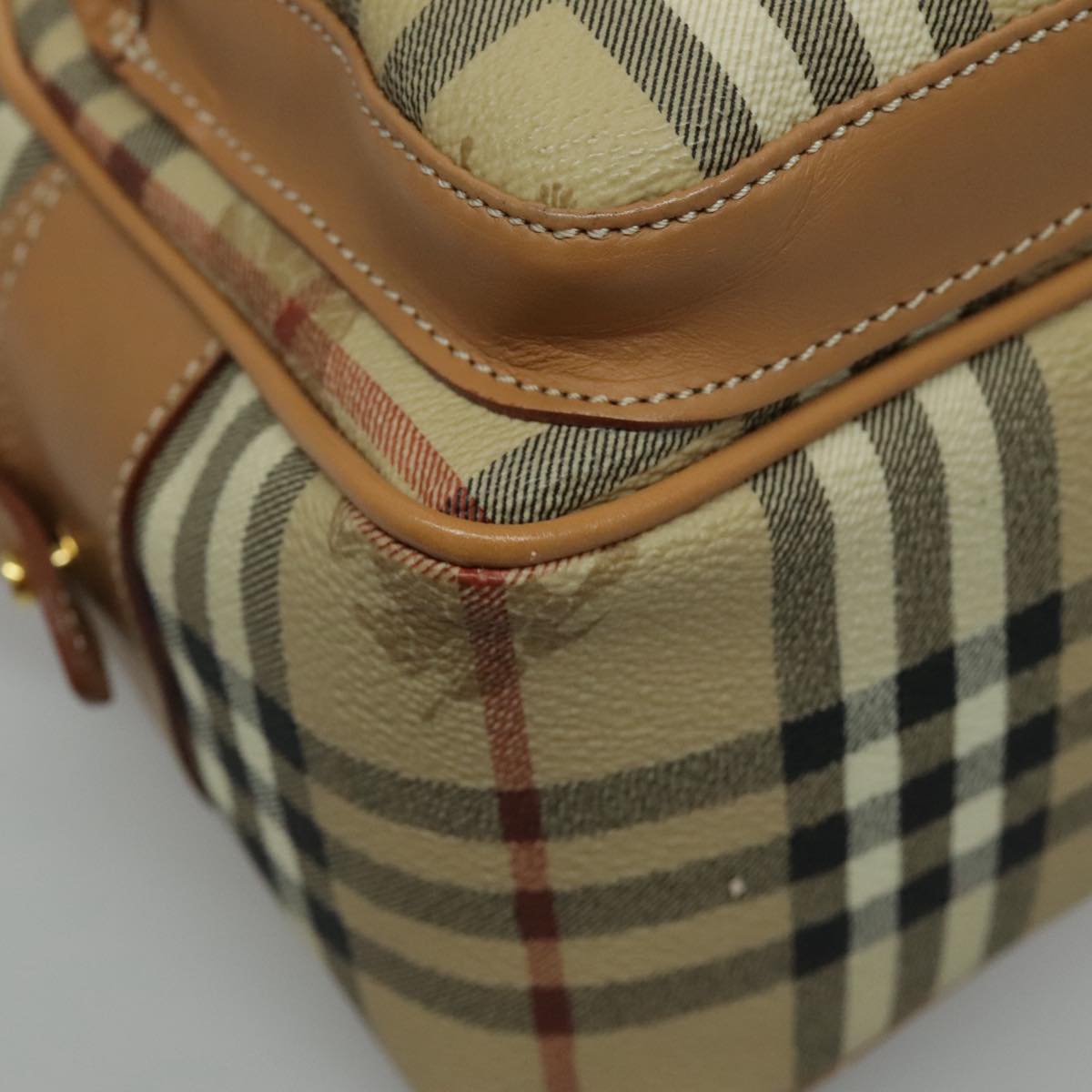 Burberry Nova Check Beige Canvas Shoulder Bag (Pre-Owned)