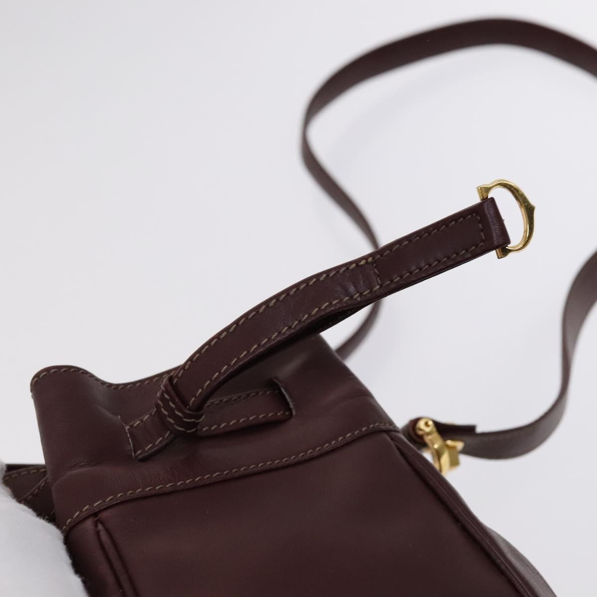 Cartier Must De Cartier Burgundy Leather Shoulder Bag (Pre-Owned)