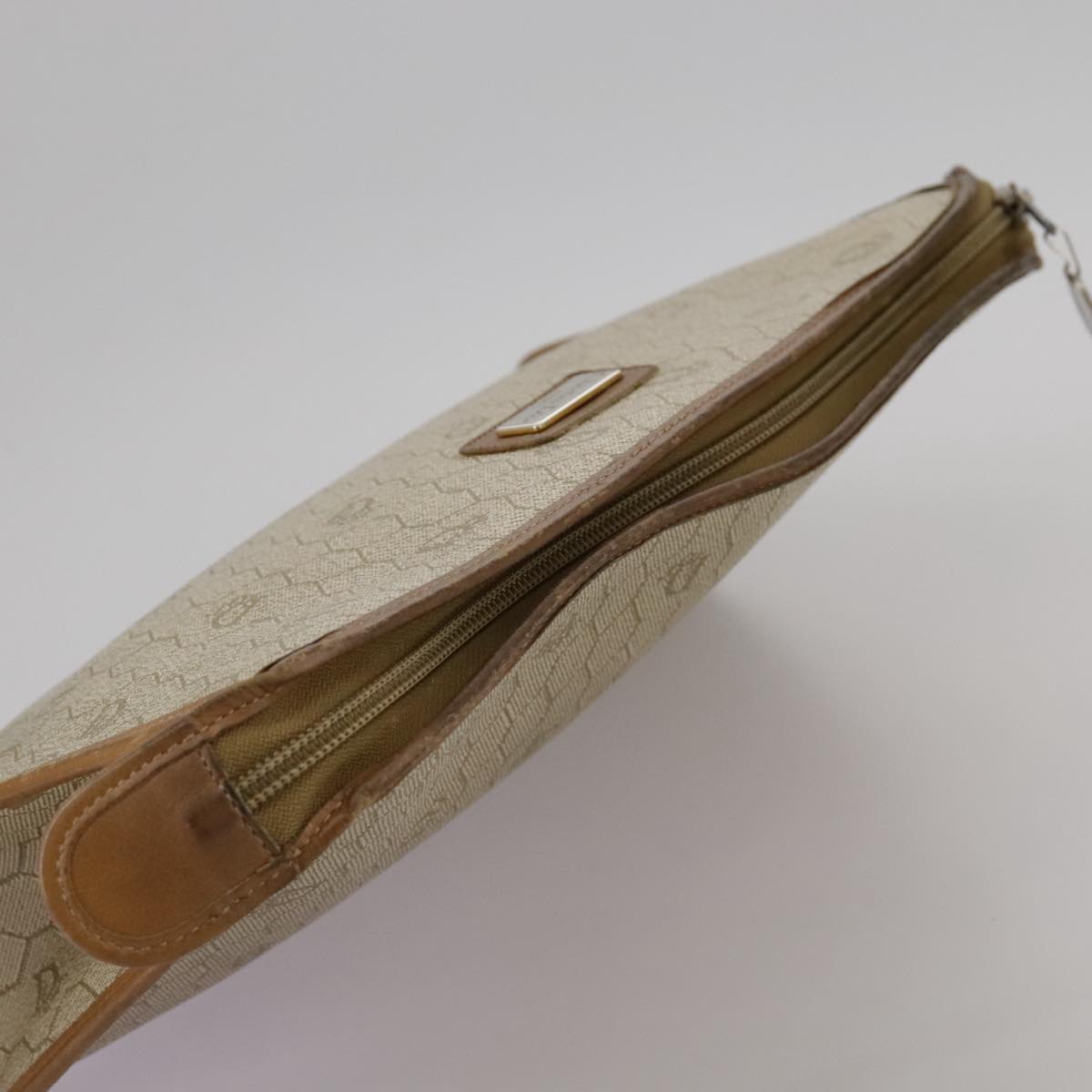 Dior Honeycomb Beige Canvas Clutch Bag (Pre-Owned)