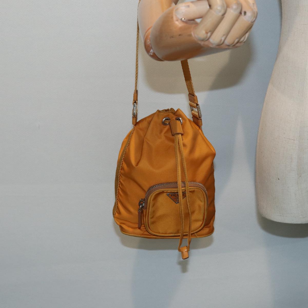 Prada Tessuto Orange Synthetic Clutch Bag (Pre-Owned)