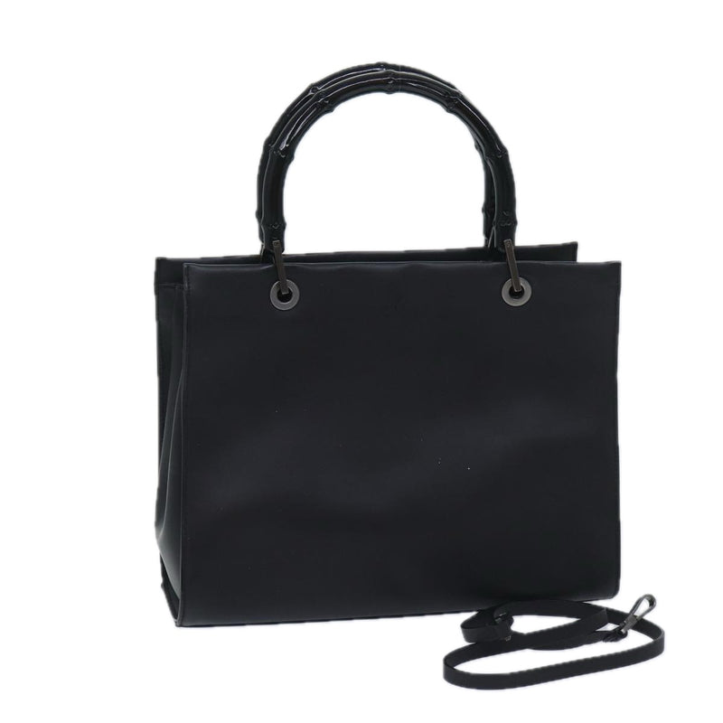 Gucci Bamboo Black Leather Handbag (Pre-Owned)