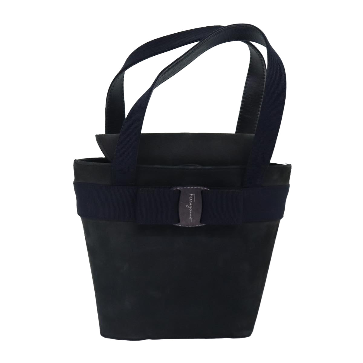 Salvatore Ferragamo Vara Navy Suede Handbag (Pre-Owned)