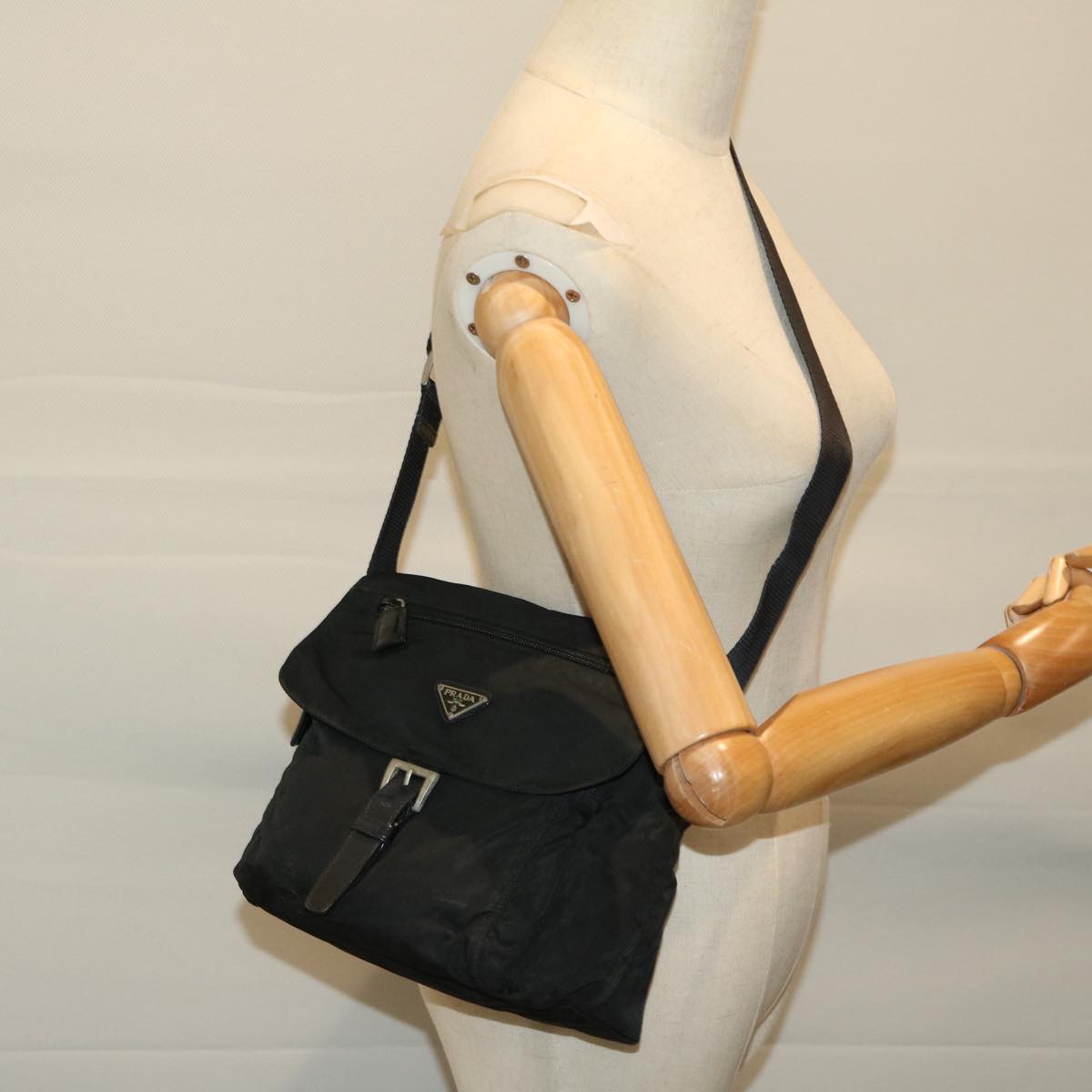Prada Tessuto Black Canvas Shoulder Bag (Pre-Owned)