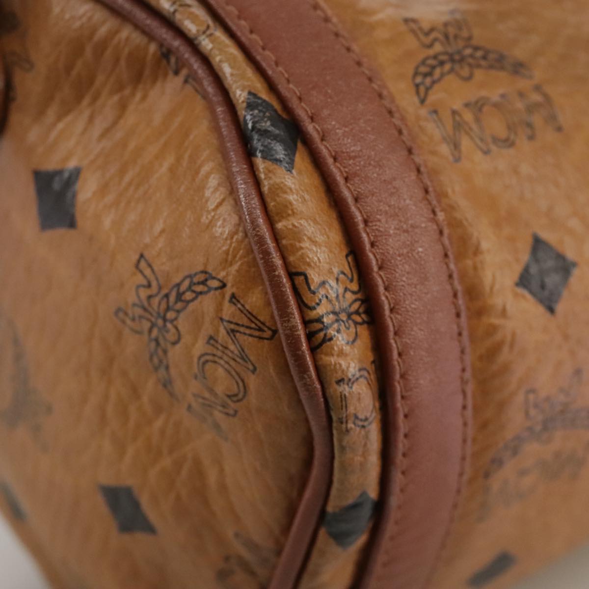 MCM Visetos Brown Leather Shoulder Bag (Pre-Owned)