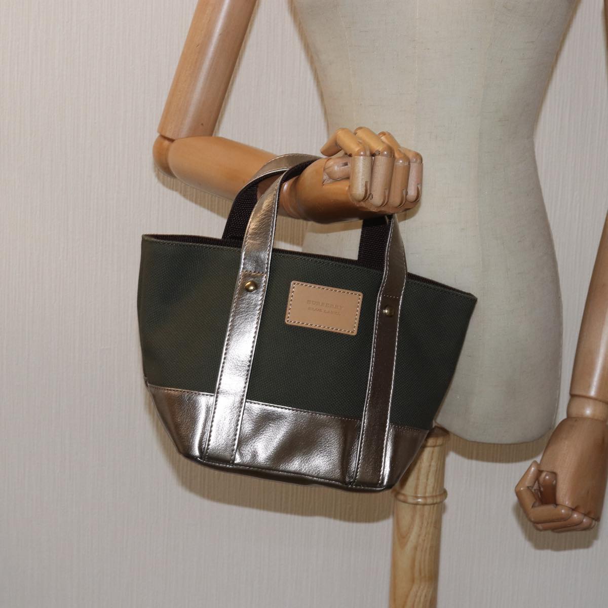 Burberry Blue Label Khaki Canvas Handbag (Pre-Owned)