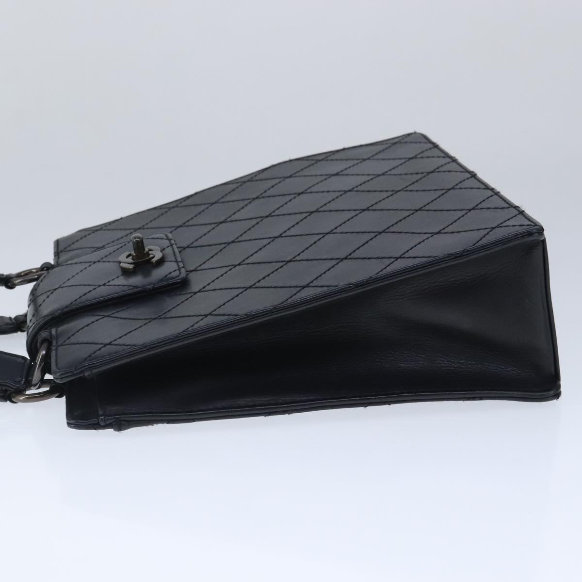 Chanel Coco Mark Black Leather Handbag (Pre-Owned)