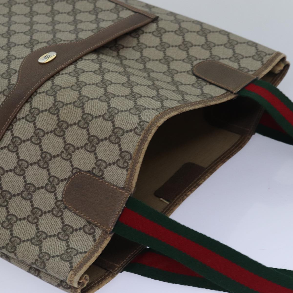 Gucci Sherry Beige Canvas Tote Bag (Pre-Owned)