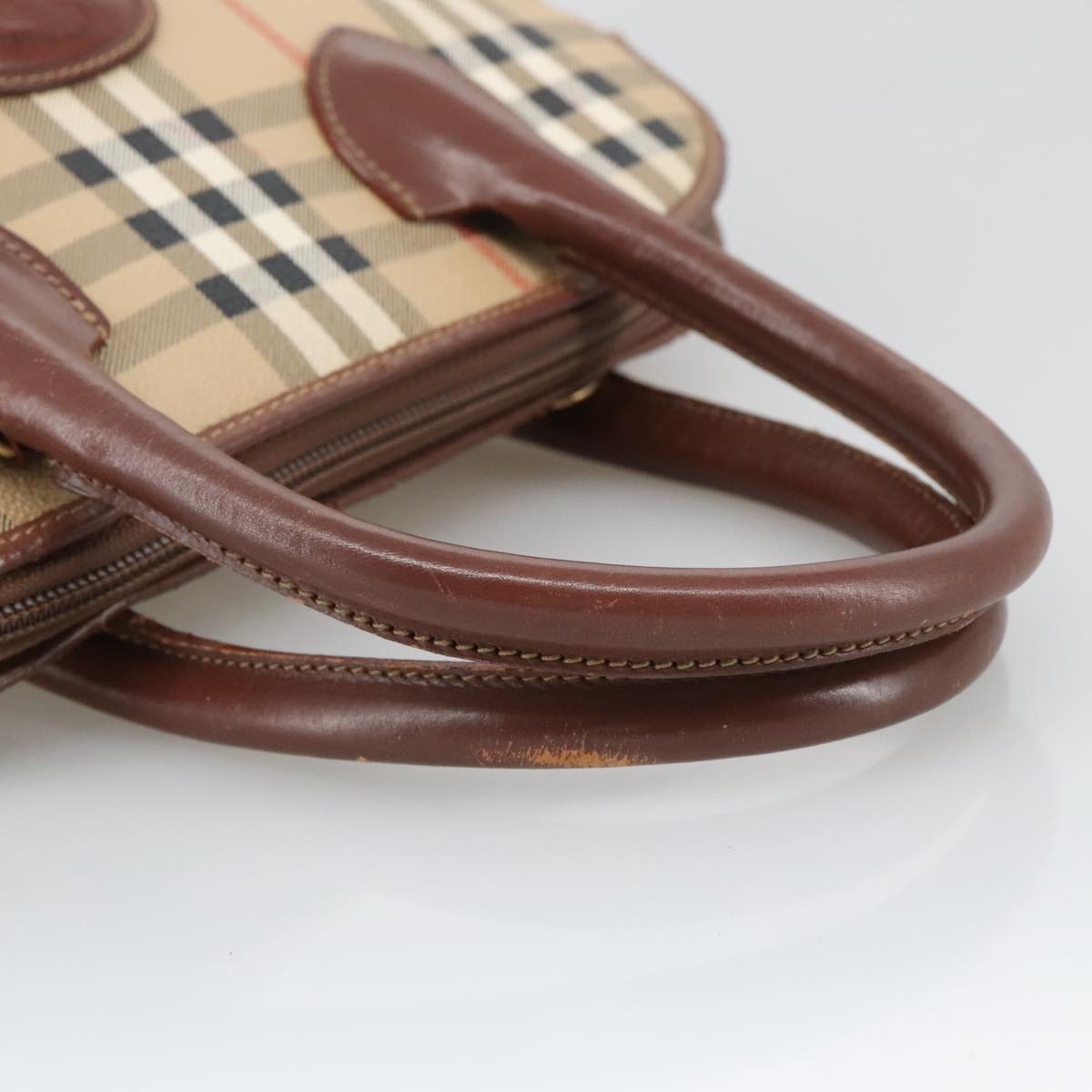 Burberry Nova Check Beige Canvas Handbag (Pre-Owned)