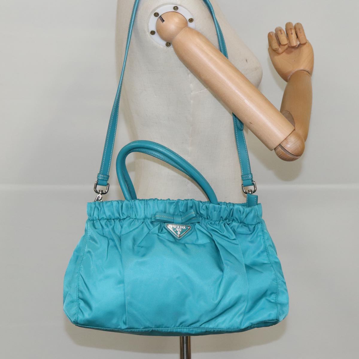 Prada Re-Nylon Turquoise Synthetic Handbag (Pre-Owned)