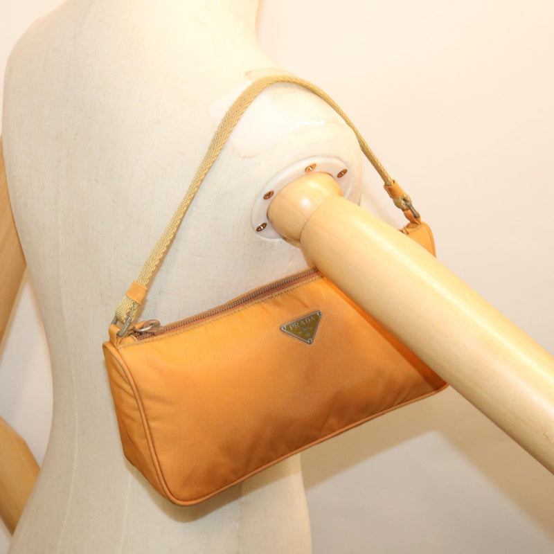 Prada Tessuto Orange Canvas Clutch Bag (Pre-Owned)