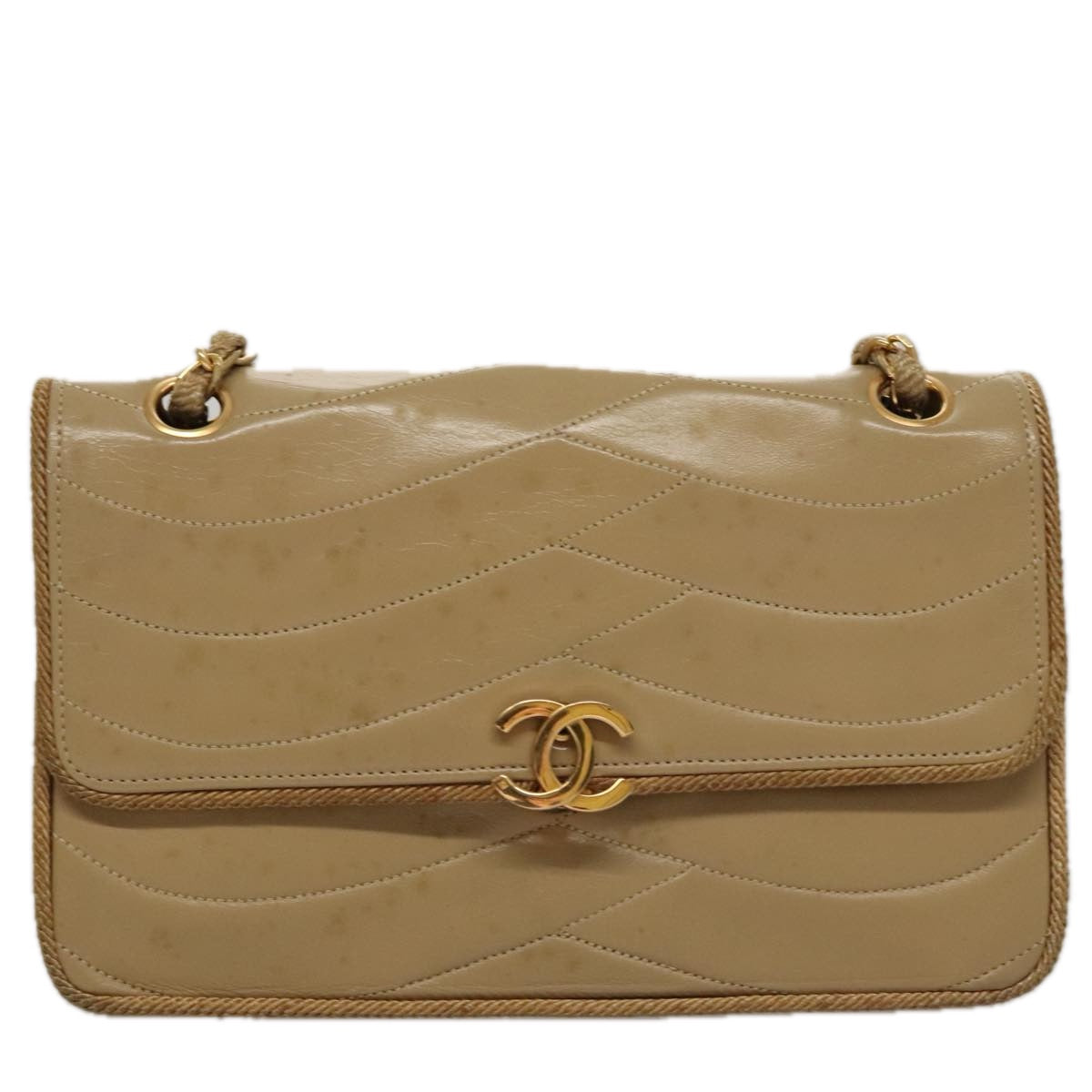 Chanel Single Flap Beige Calfskin Shoulder Bag (Pre-Owned)