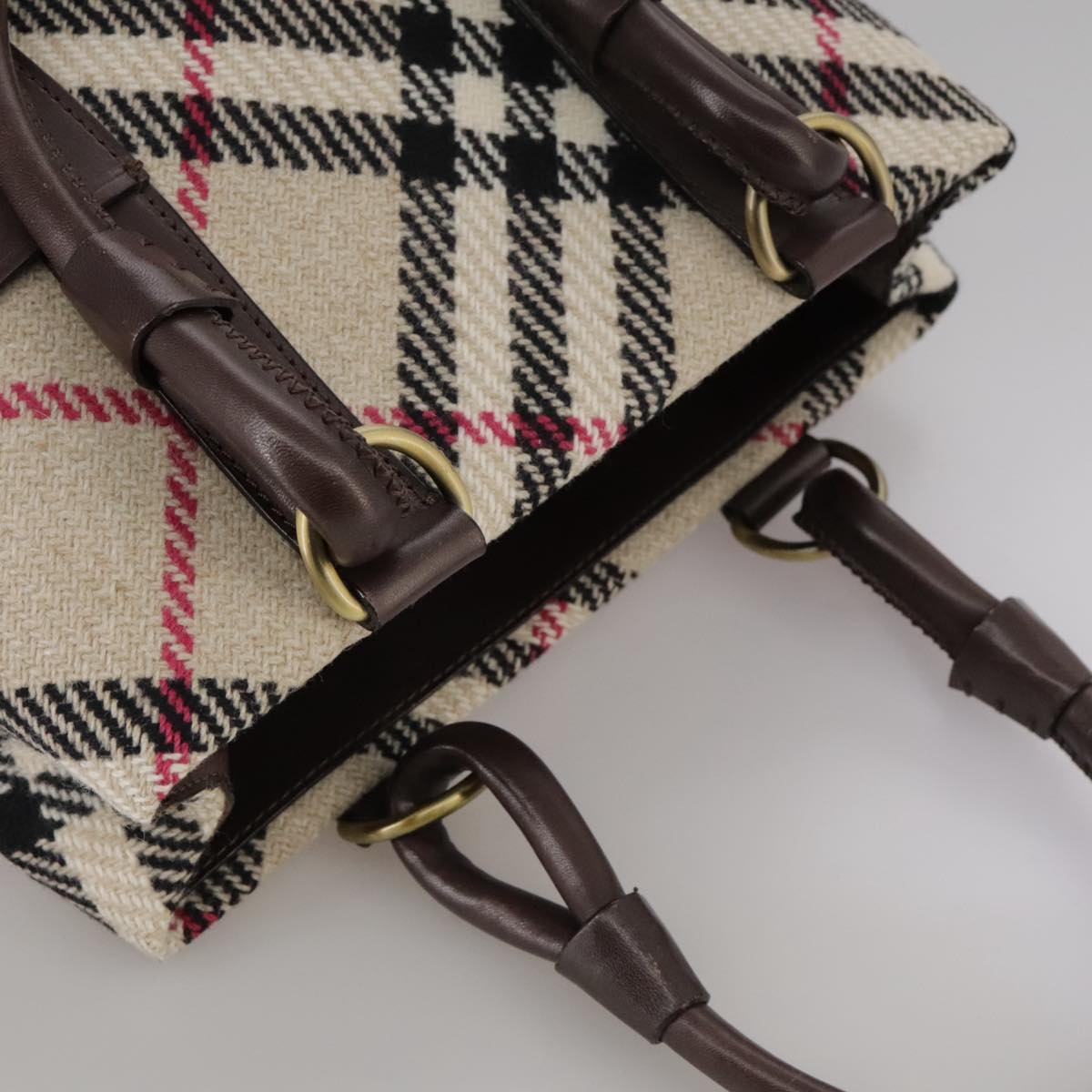 Burberry Nova Check Beige Wool Handbag (Pre-Owned)