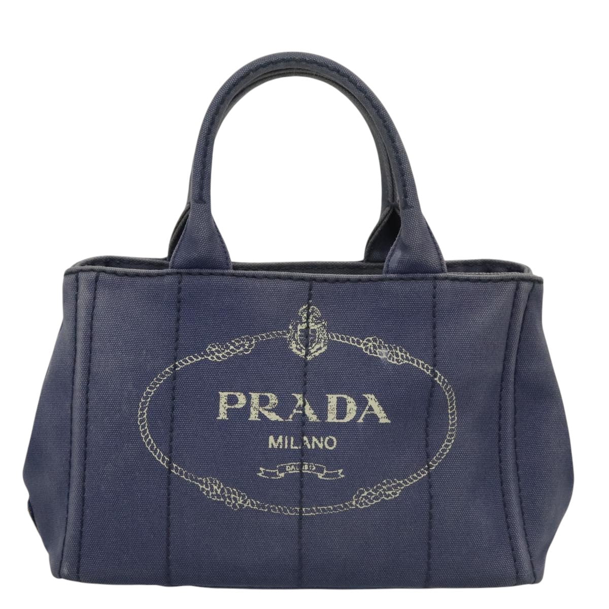 Prada Canapa Blue Canvas Handbag (Pre-Owned)
