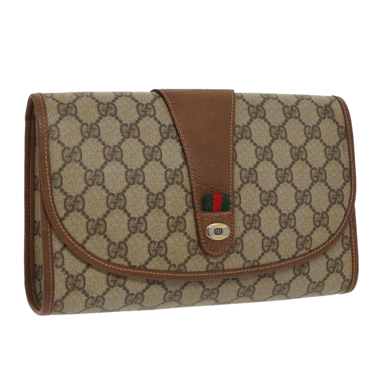 Gucci Gg Supreme Brown Canvas Clutch Bag (Pre-Owned)
