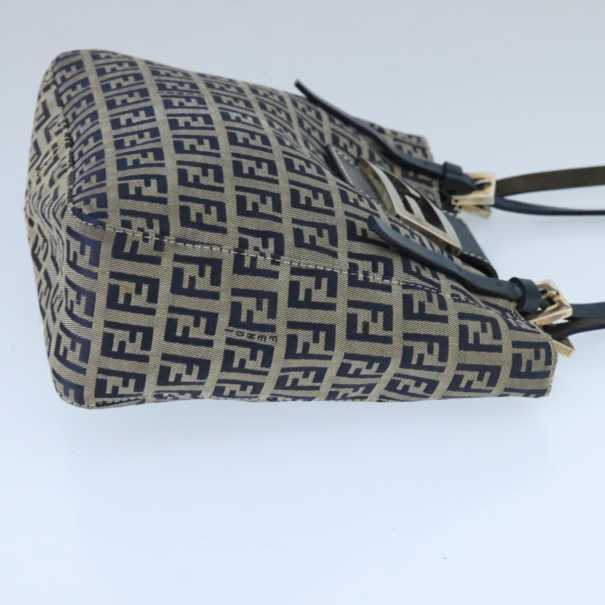 Fendi Zucchino Navy Canvas Handbag (Pre-Owned)