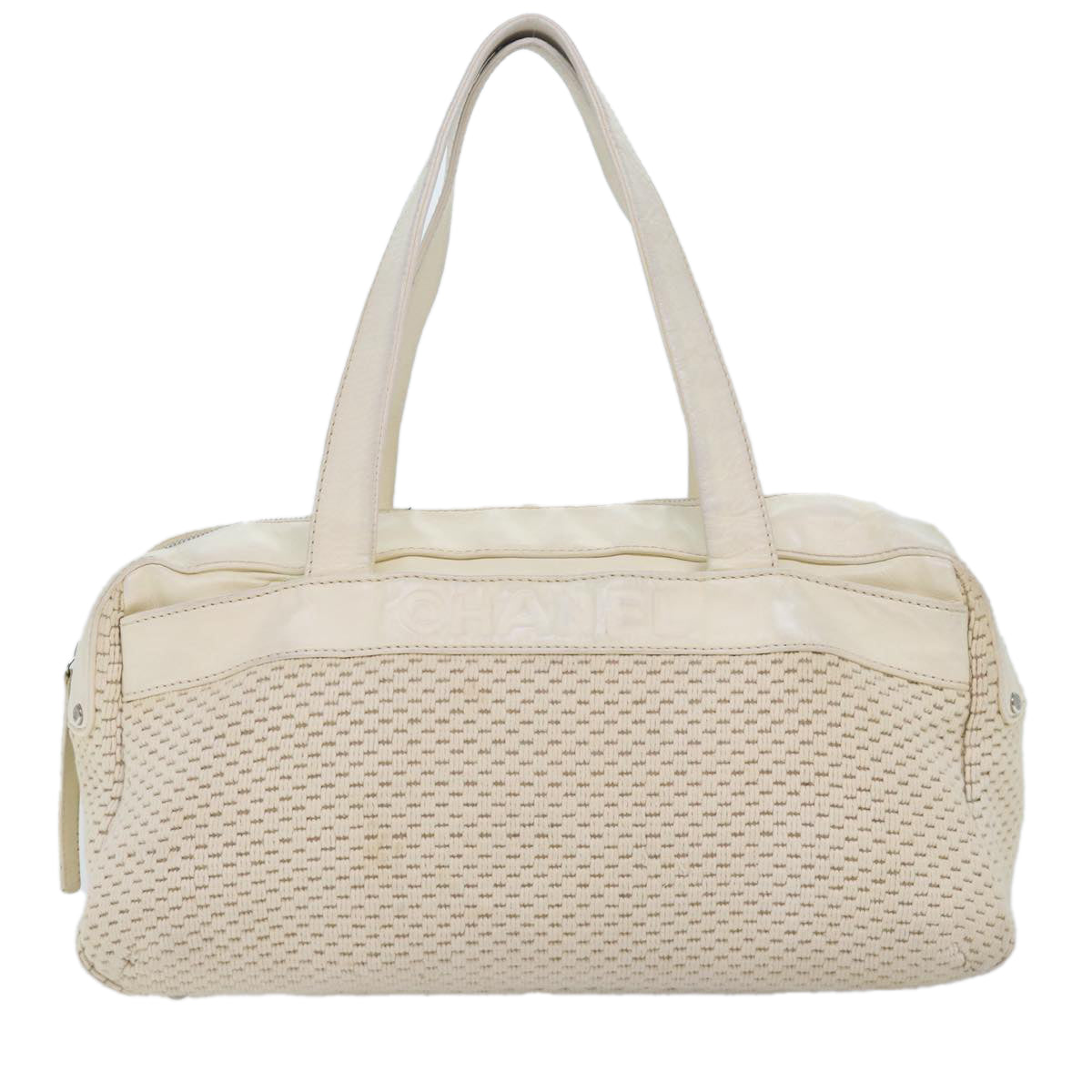 Chanel Chanel Beige Canvas Handbag (Pre-Owned)