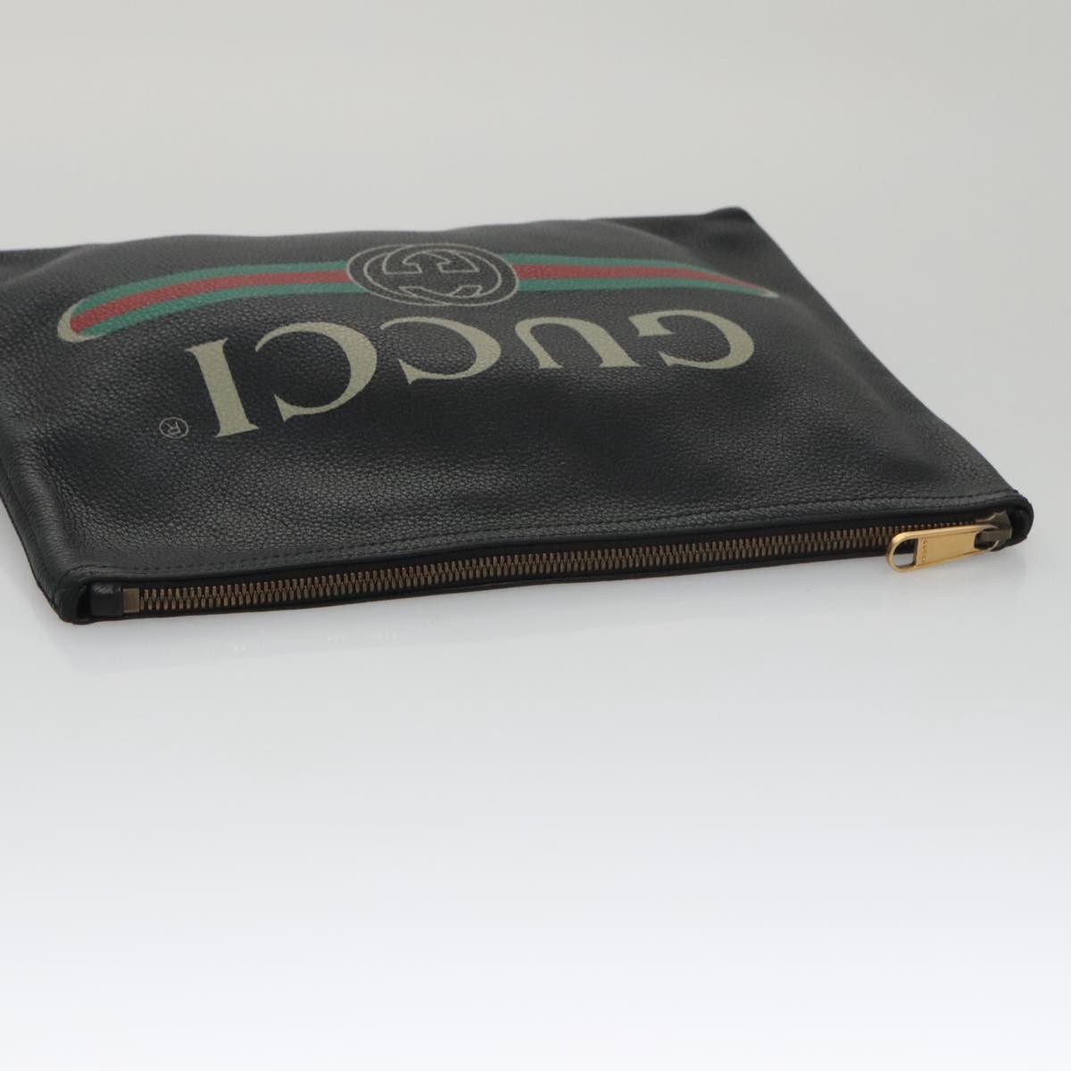 Gucci Imprime Black Leather Clutch Bag (Pre-Owned)