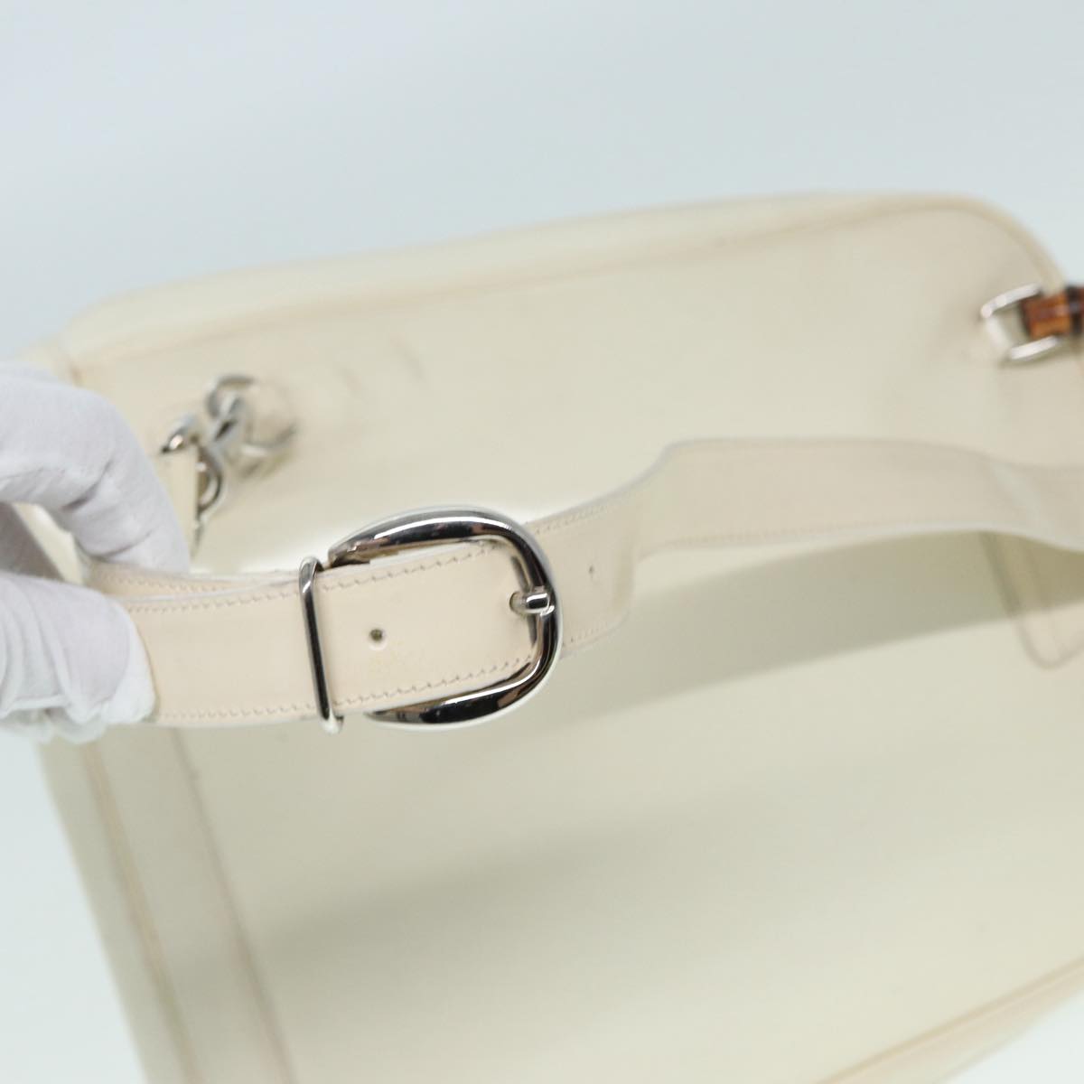 Gucci Bamboo White Leather Shoulder Bag (Pre-Owned)