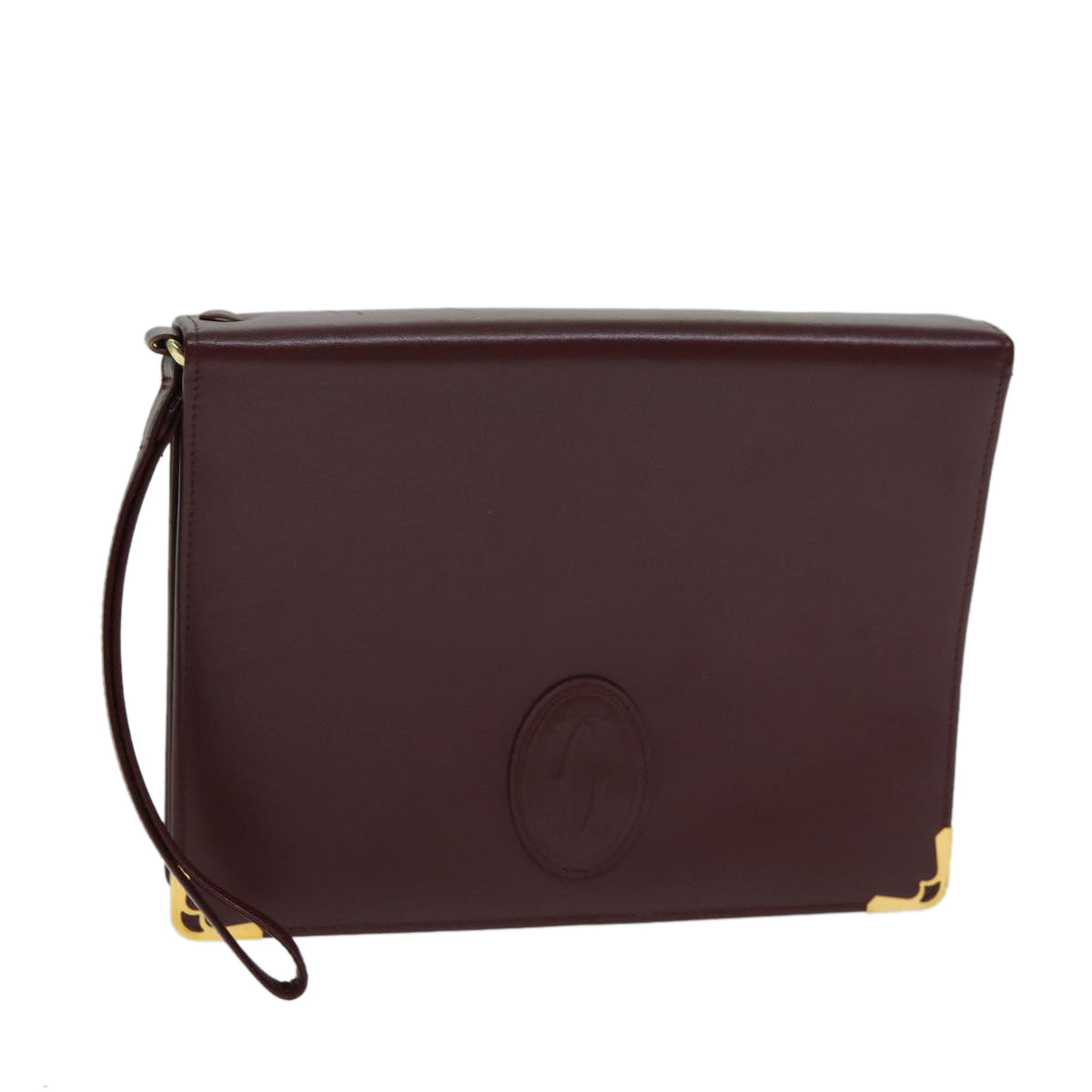 Cartier Must De Cartier Burgundy Leather Clutch Bag (Pre-Owned)