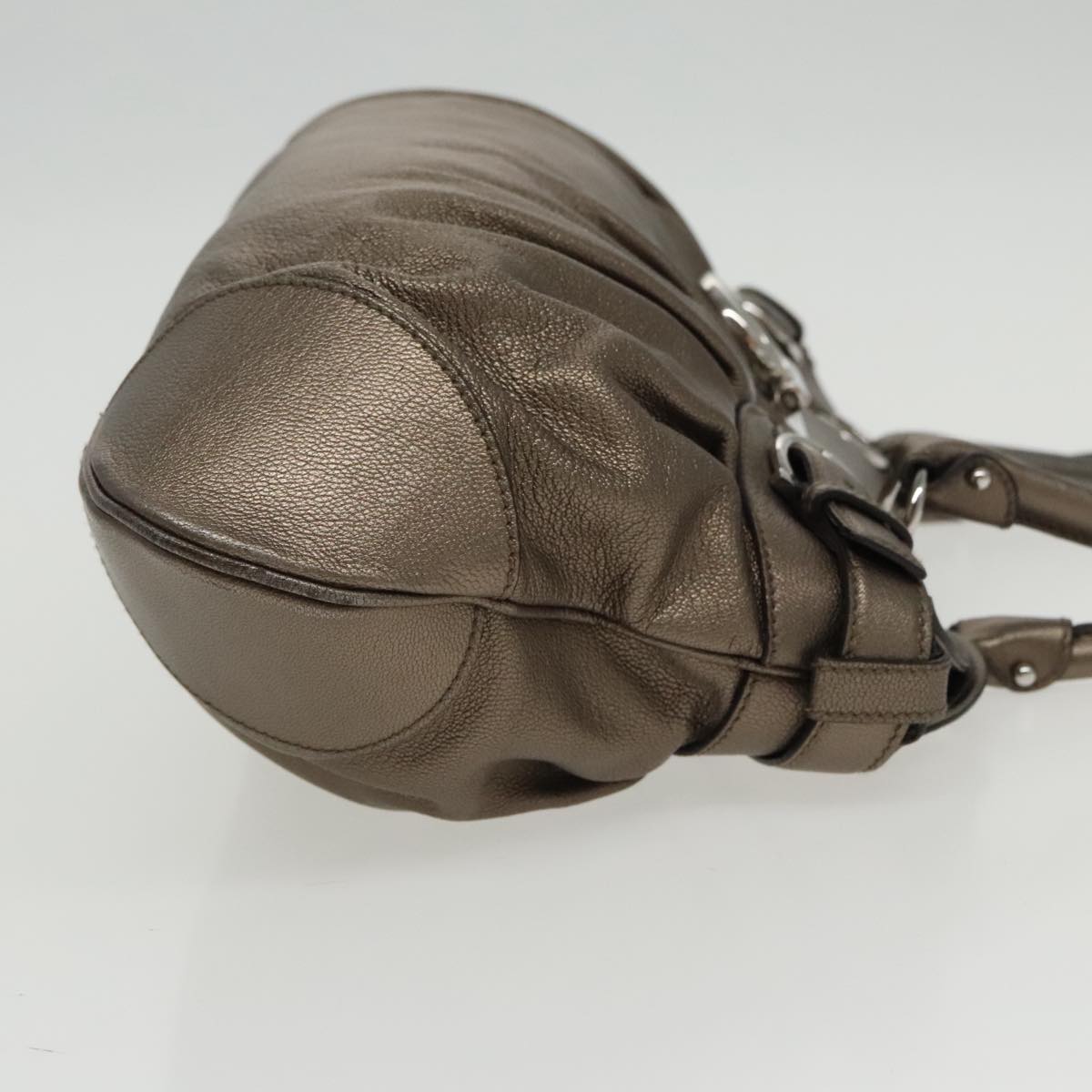 Salvatore Ferragamo Gancini Silver Leather Shopper Bag (Pre-Owned)