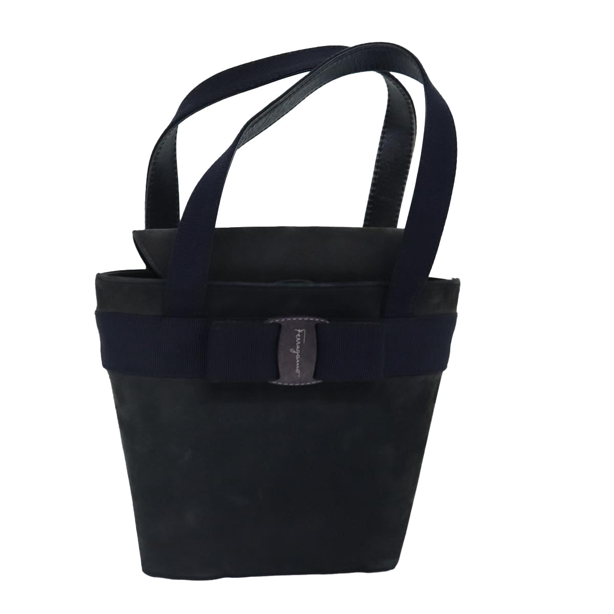 Salvatore Ferragamo Vara Navy Suede Handbag (Pre-Owned)