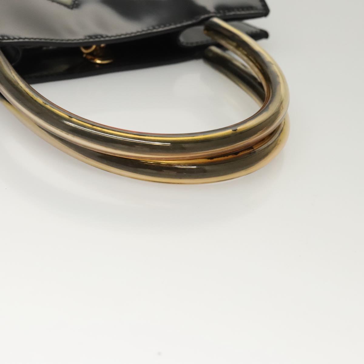 Salvatore Ferragamo Wanda Black Patent Leather Handbag (Pre-Owned)