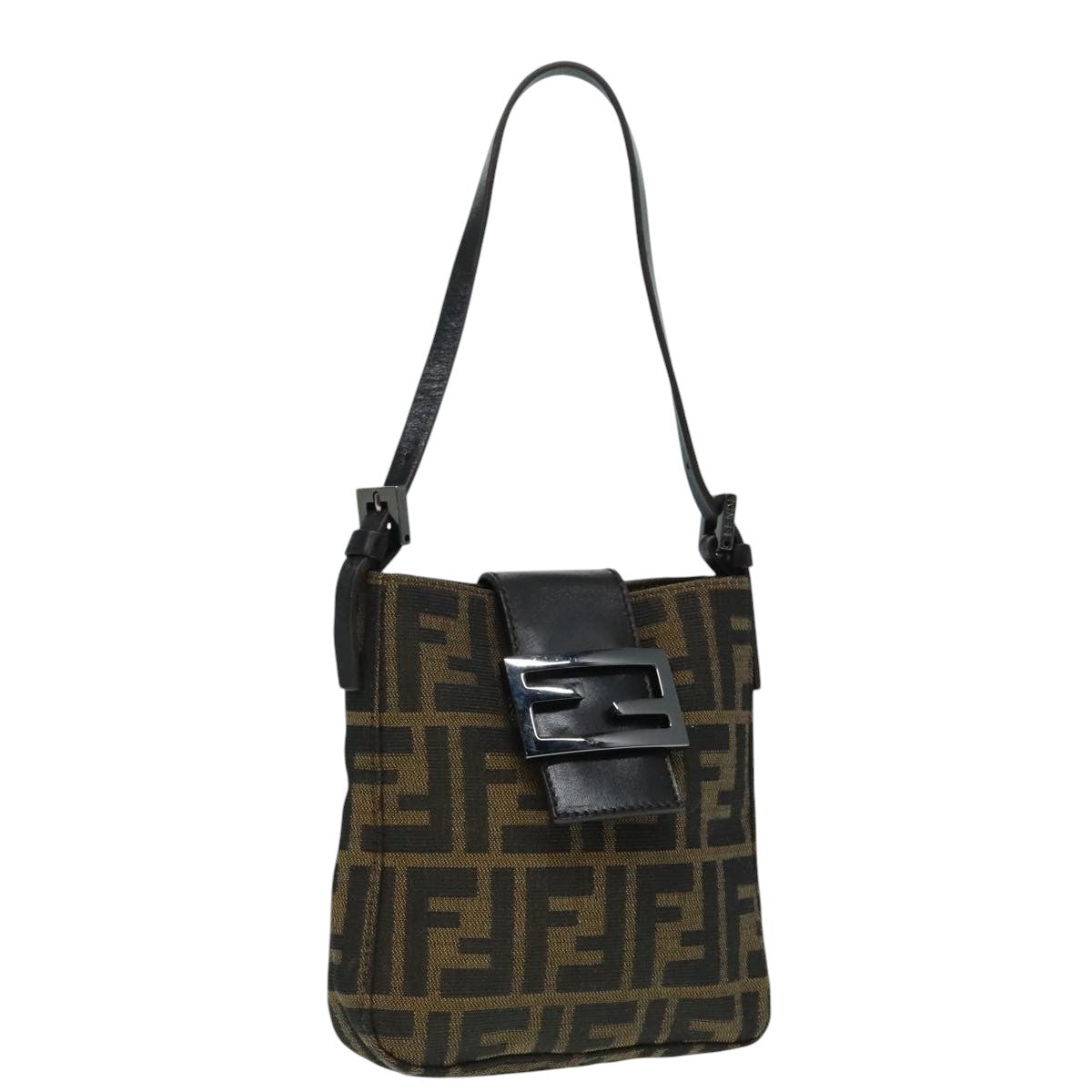 Fendi Mamma Baguette Brown Canvas Shoulder Bag (Pre-Owned)