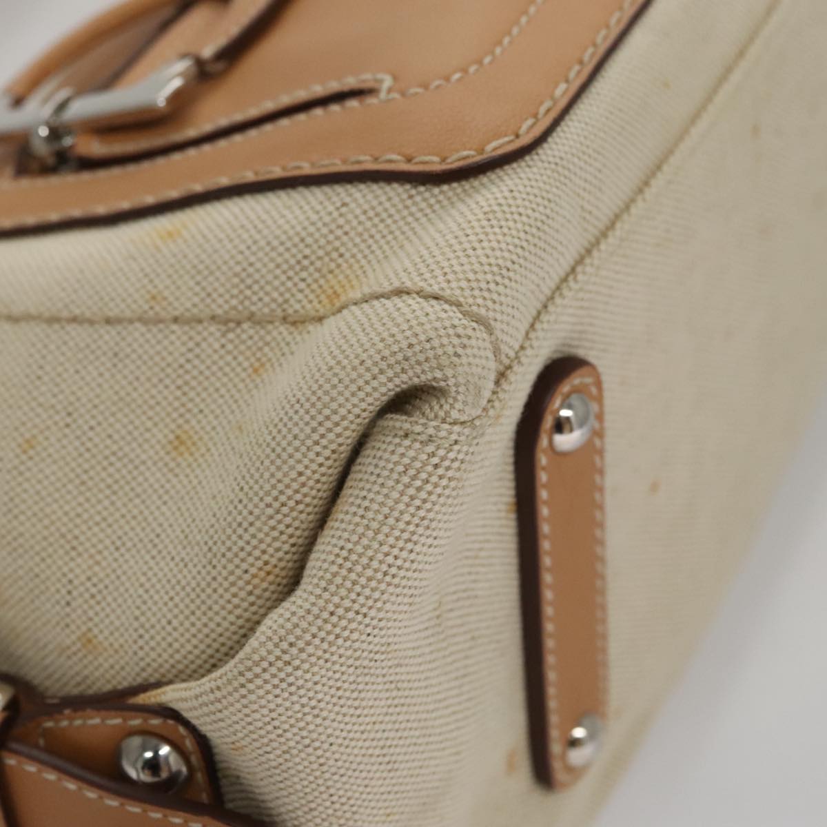 Salvatore Ferragamo Gancini Beige Canvas Shoulder Bag (Pre-Owned)