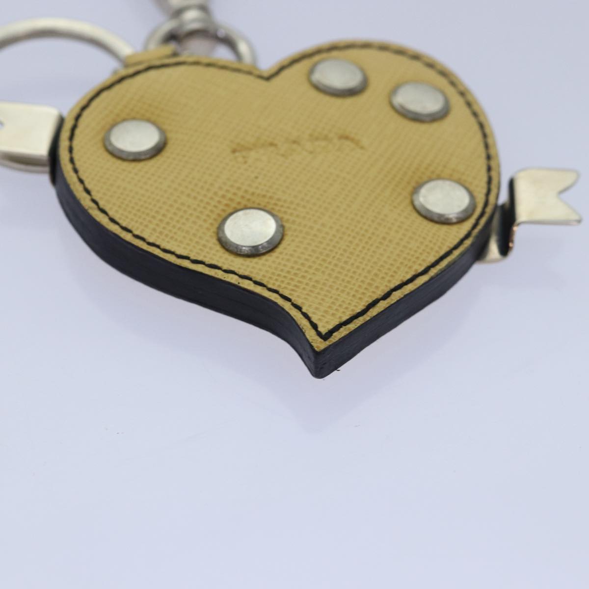 Prada Charm Logo Key Ring Saffiano Leather Yellow Leather Accessory (Pre-Owned)