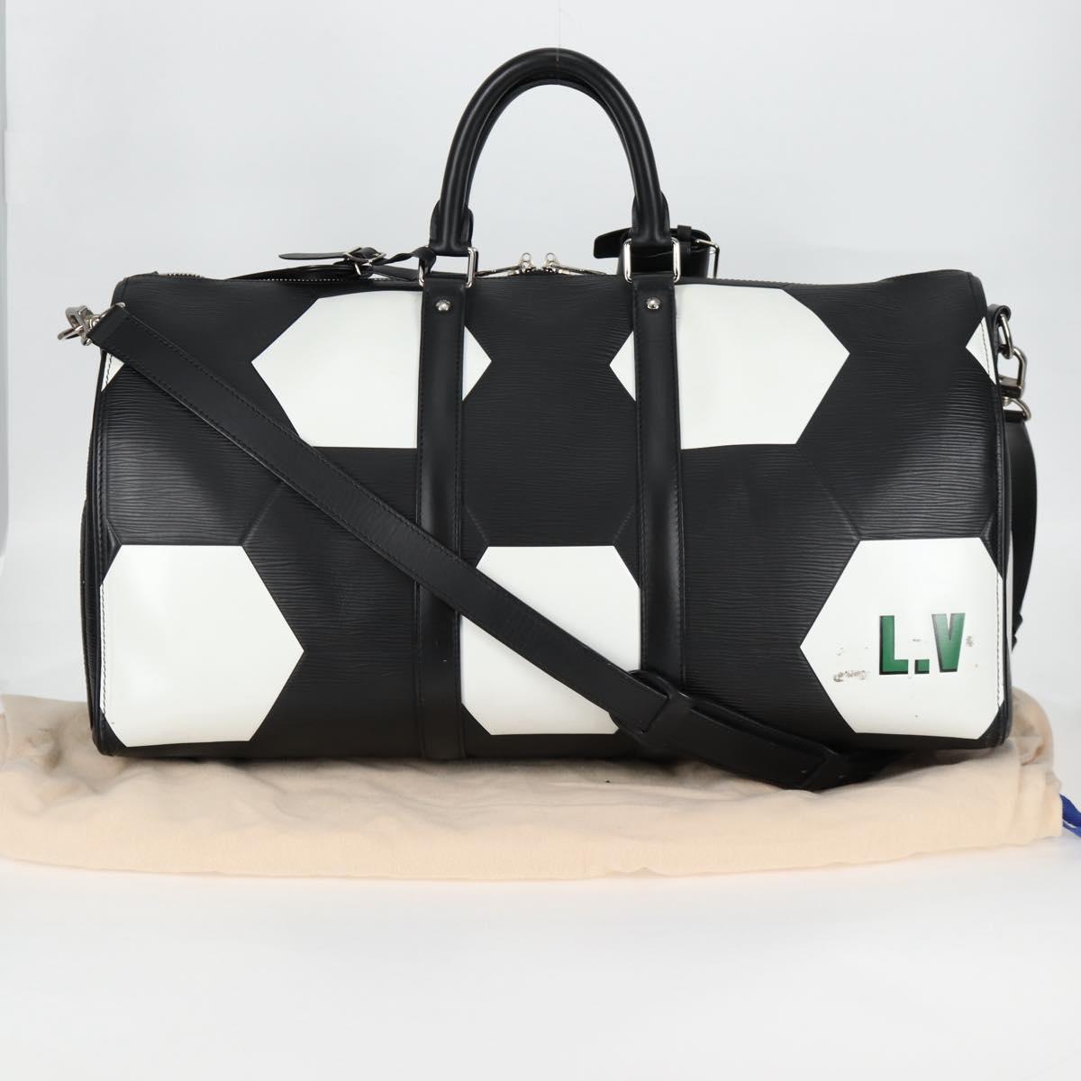 Louis Vuitton Keepall 50 Black Leather Travel Bag (Pre-Owned)